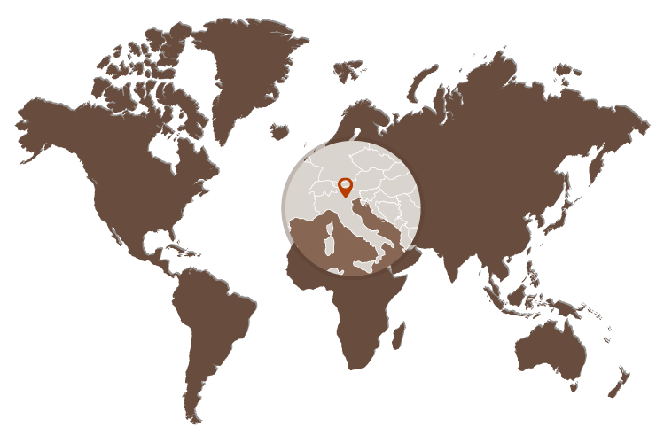mappa mondo con marker italia